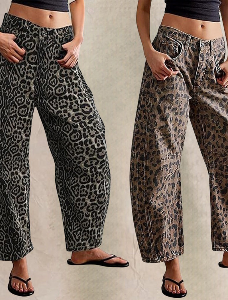 Wide Leg Leopard Print Pants