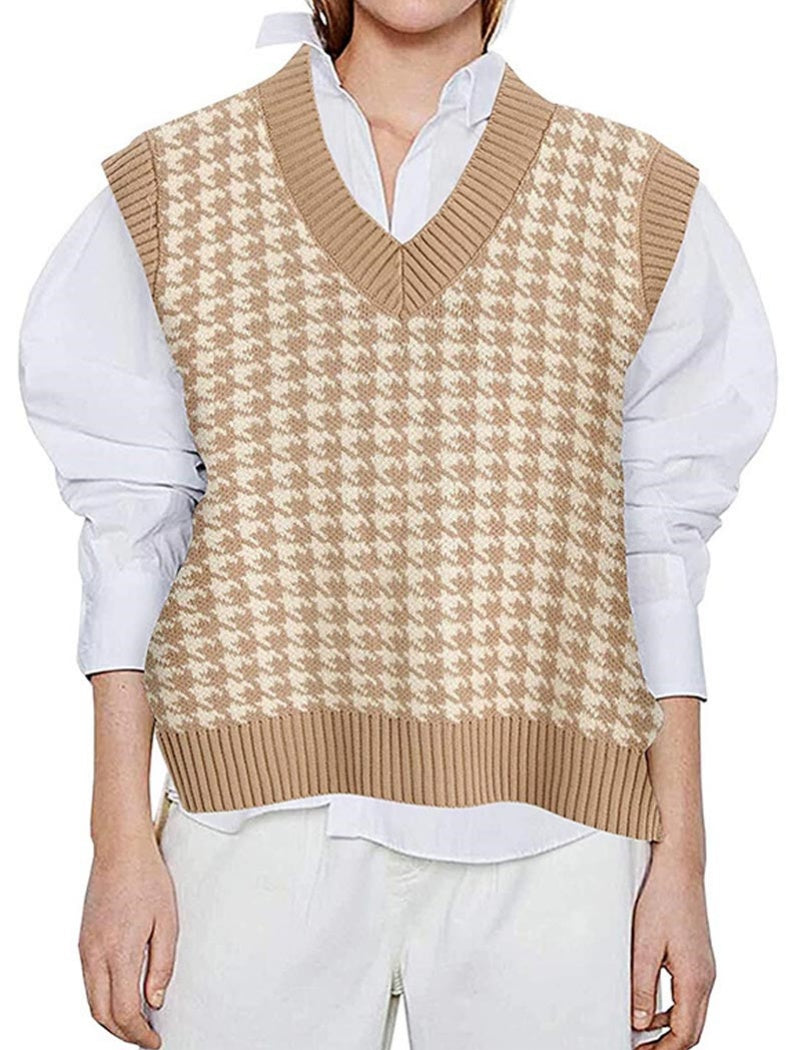 Houndstooth Knit Vest
