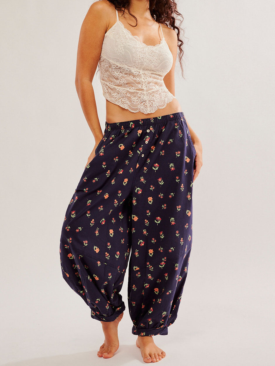 Floral Print Buttoned Pants