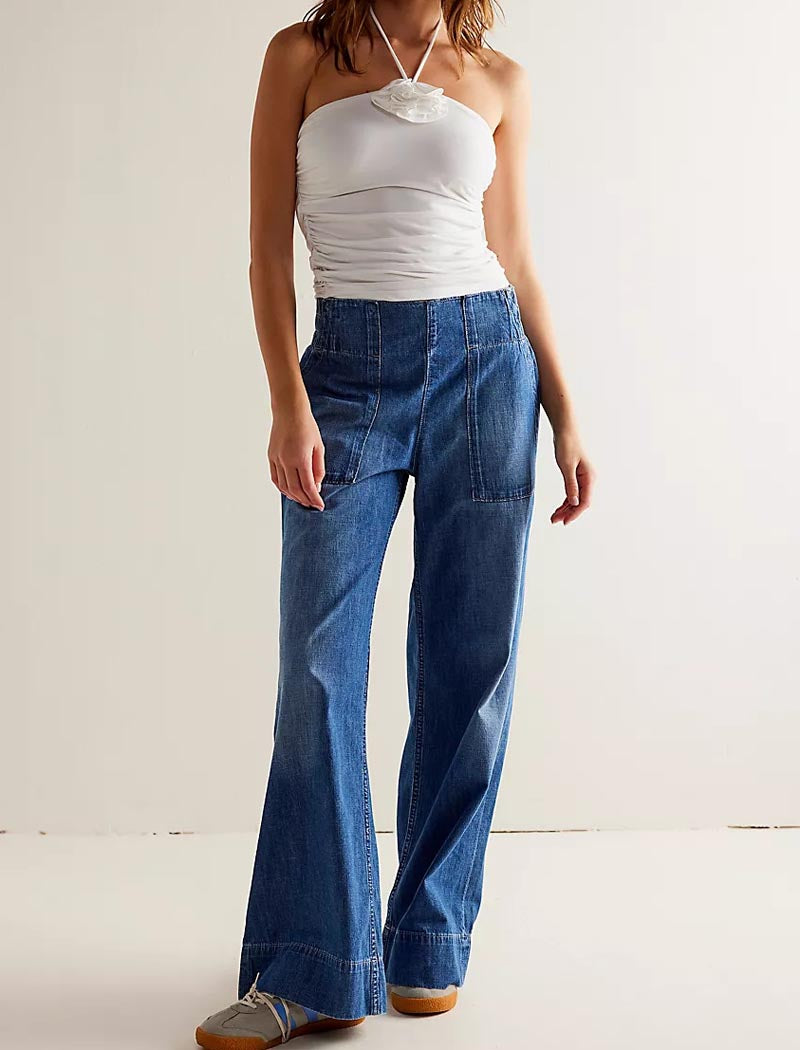 Wide-Leg Low-Rise Jeans