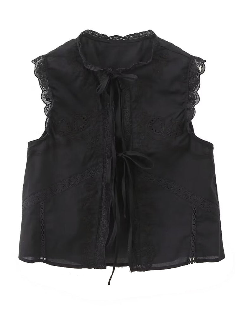 Lace Tie-Front Vest