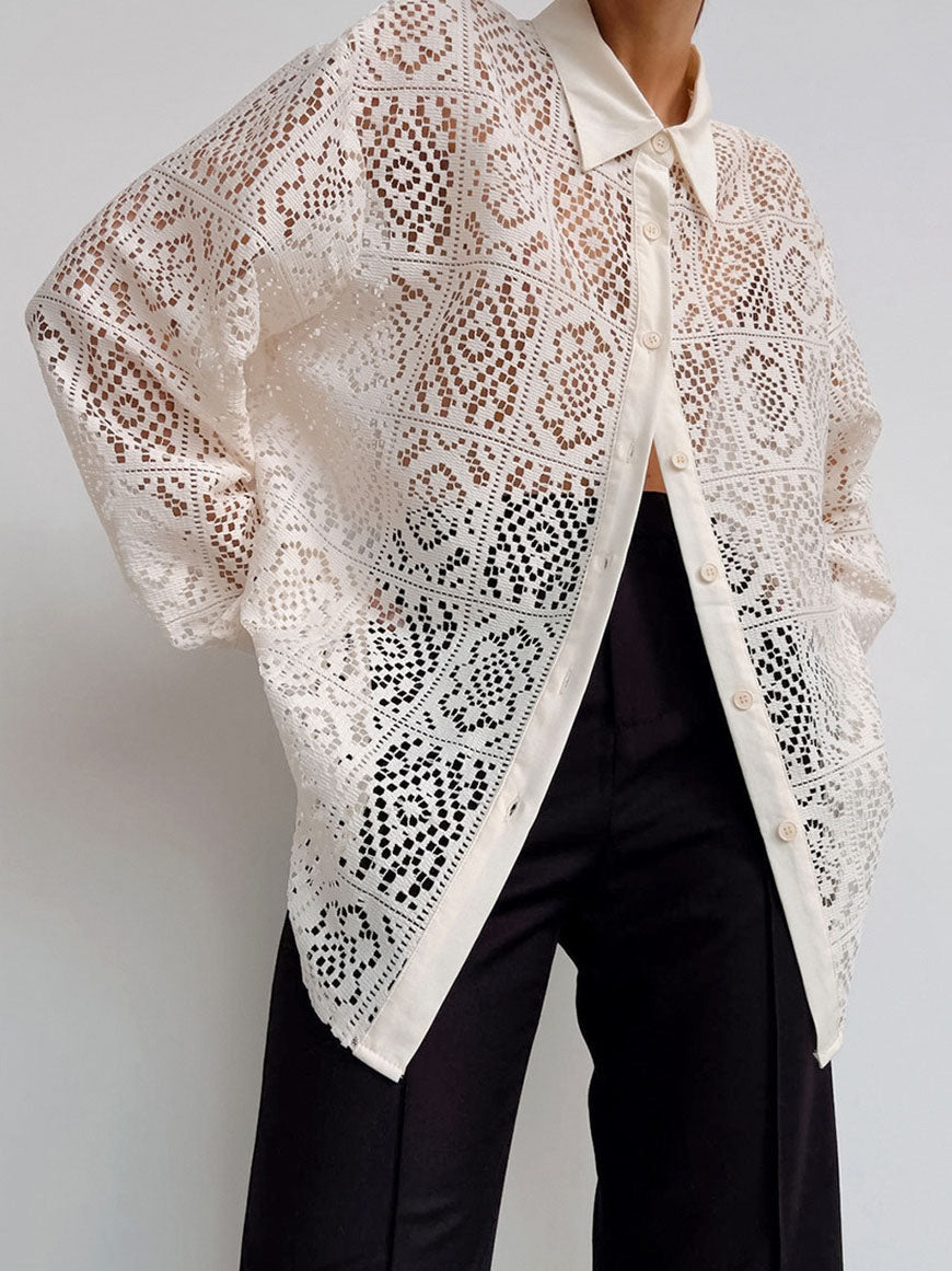 Button-Up Lace Shirt