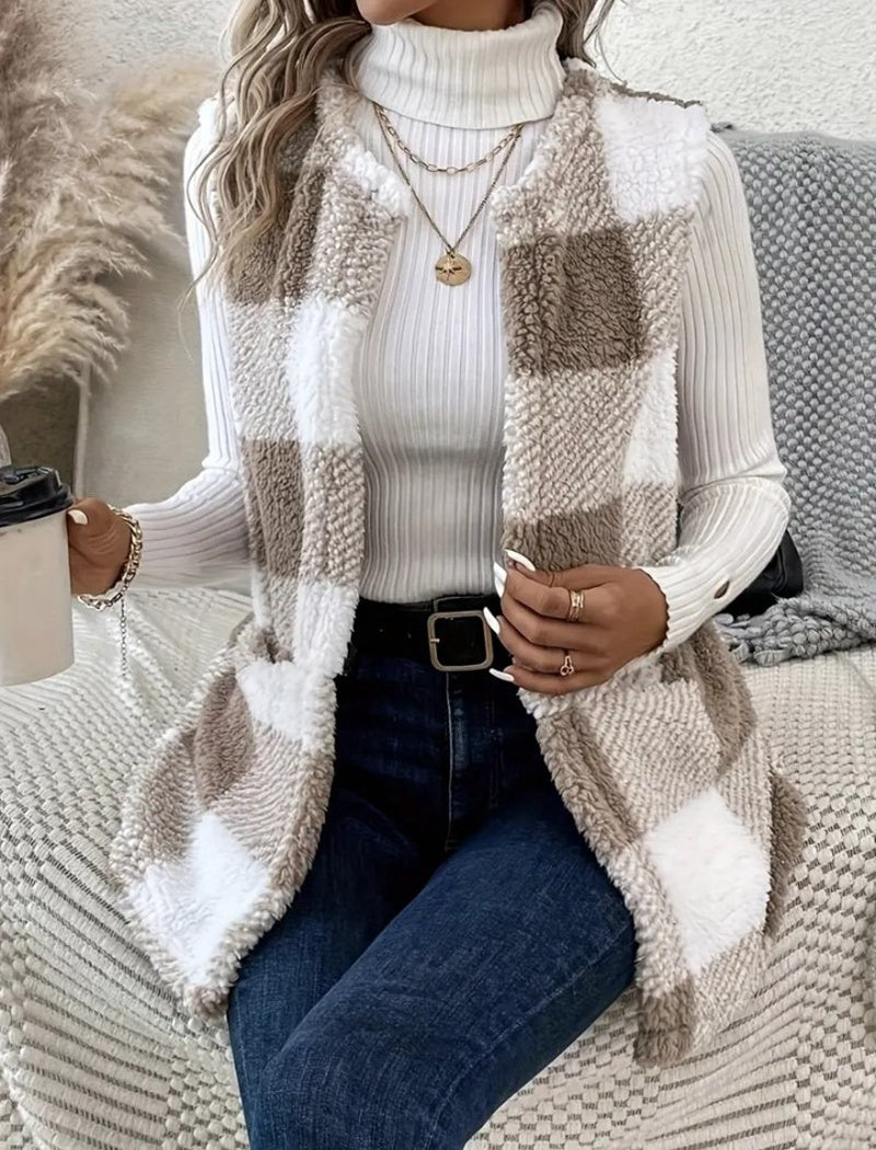 Loose Plaid Cardigan