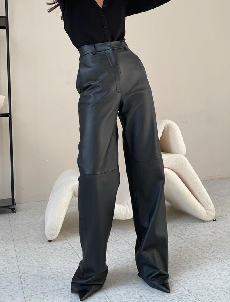 High Waist PU Leather Pants