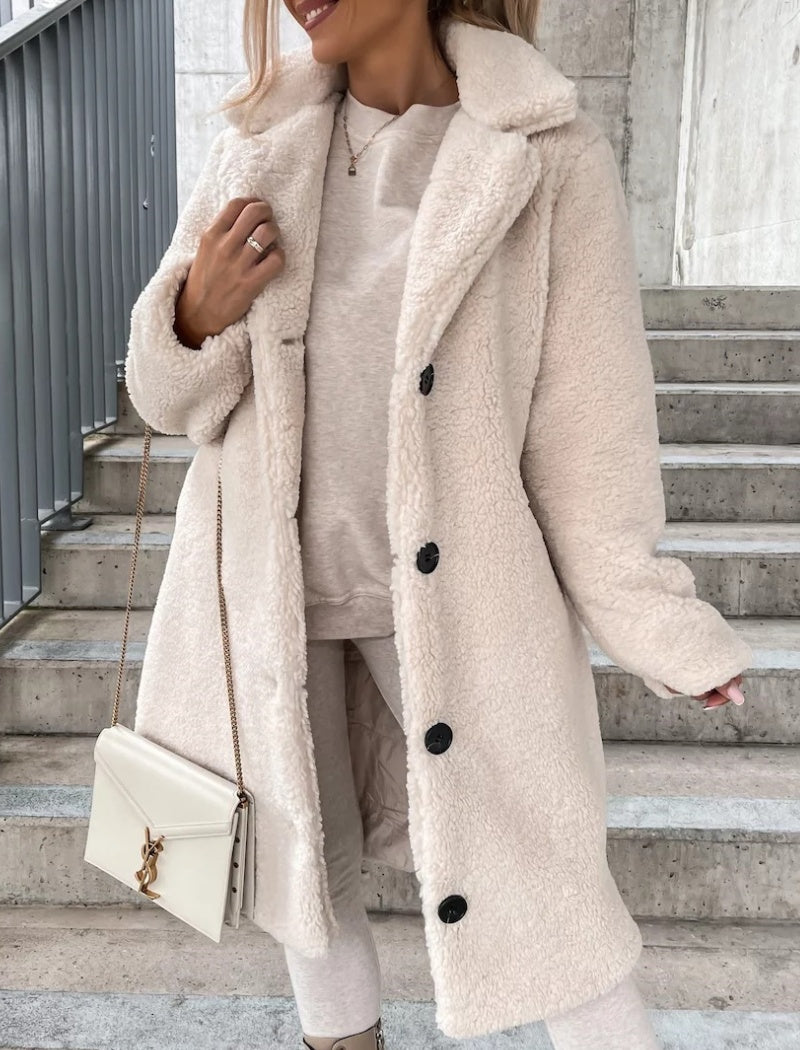 Button-Up Oversized Teddy Coat
