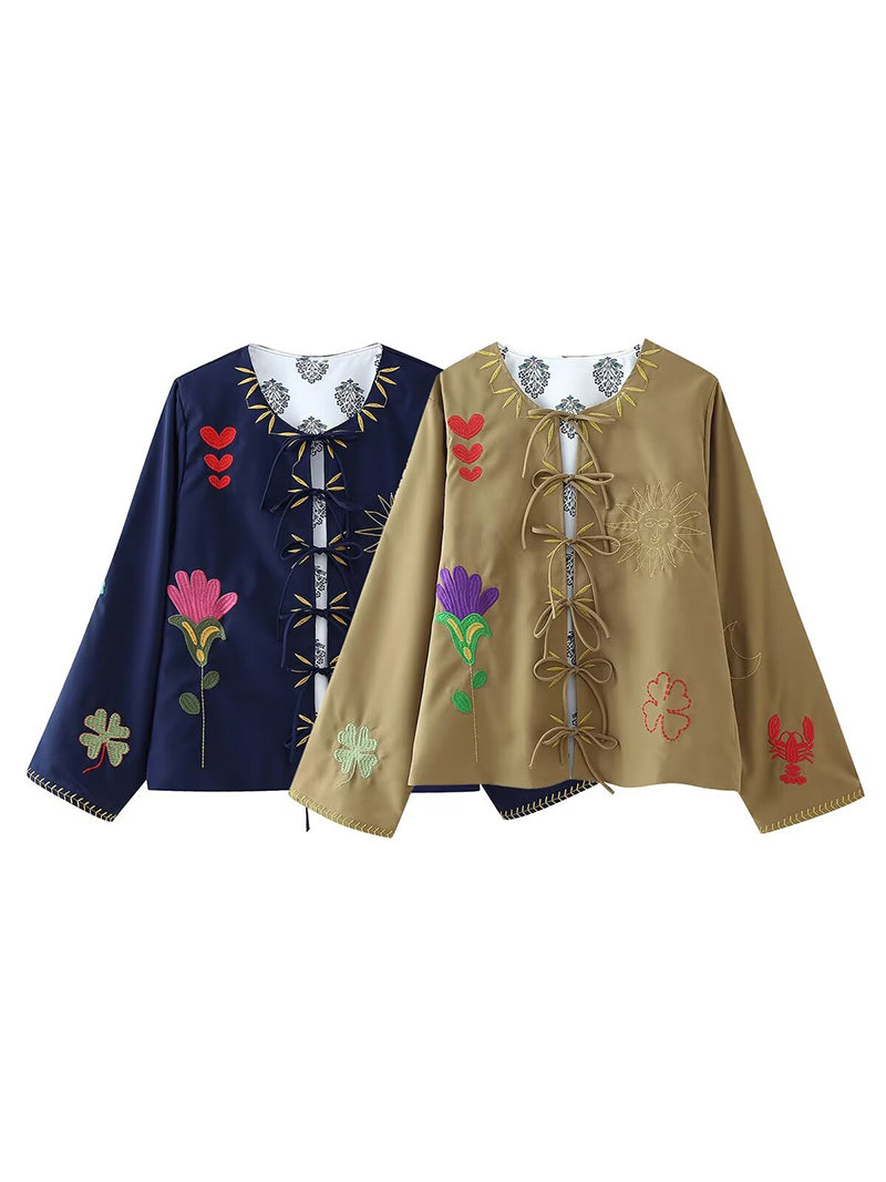 Graphic Tie-Front Jacket