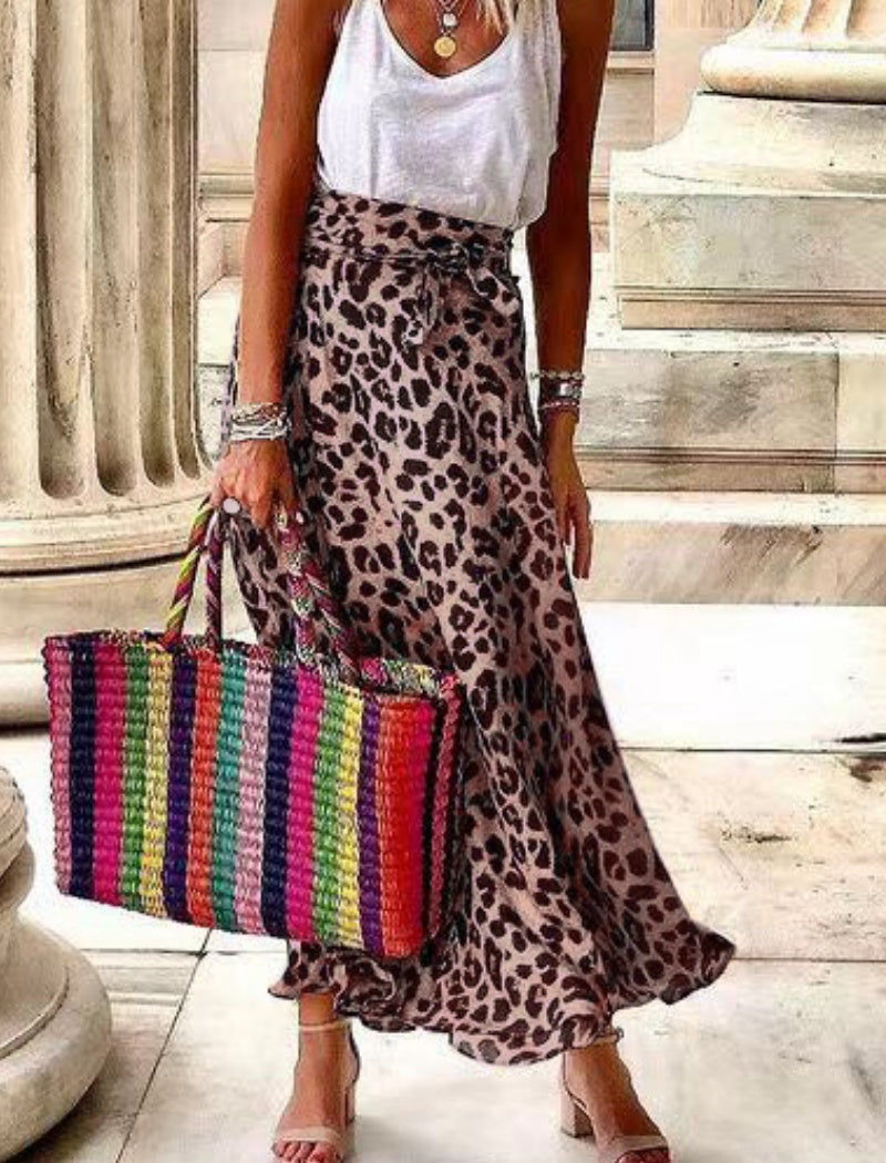 Leopard Print High-Waisted Maxi Skirt