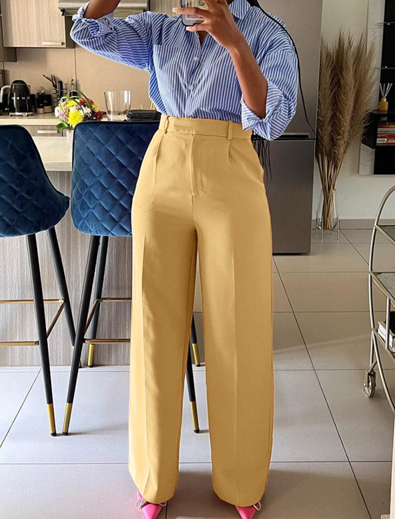 High-Waist Straight-Leg Pants