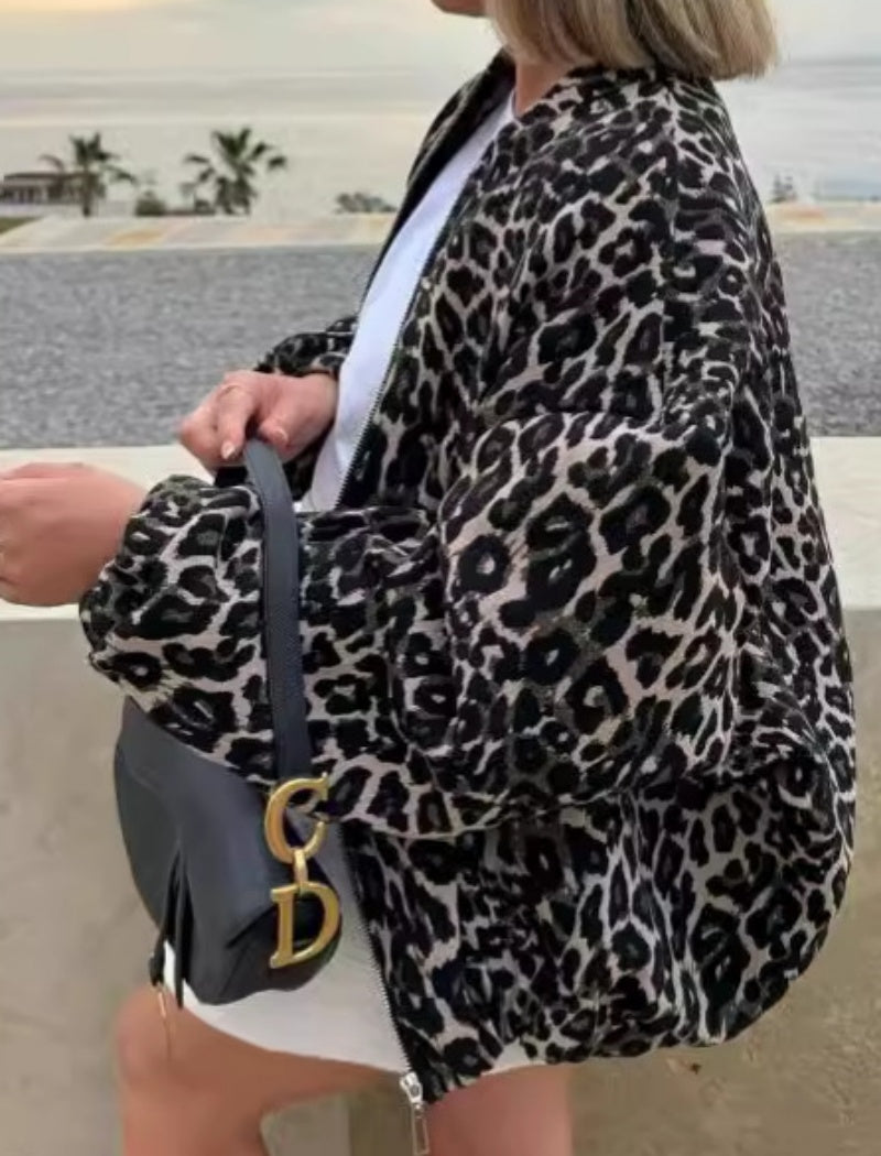 Leopard Print Puffer Jacket