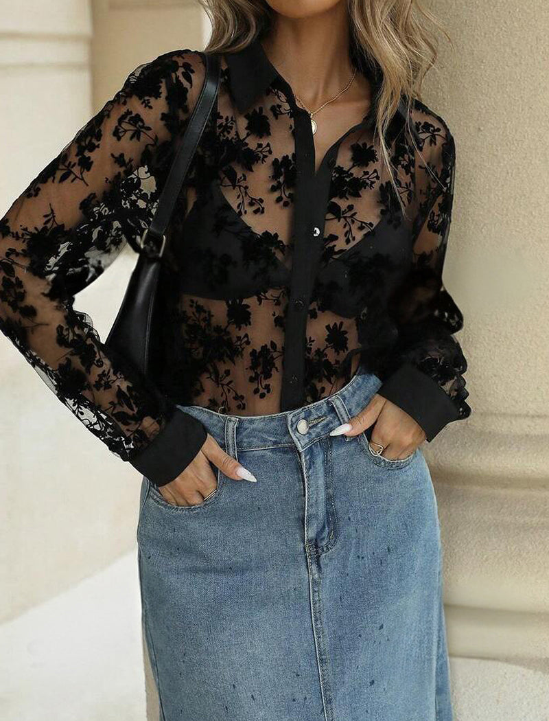 Sheer Floral Blouse
