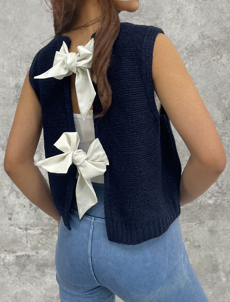 Bow-Back Knit Vest