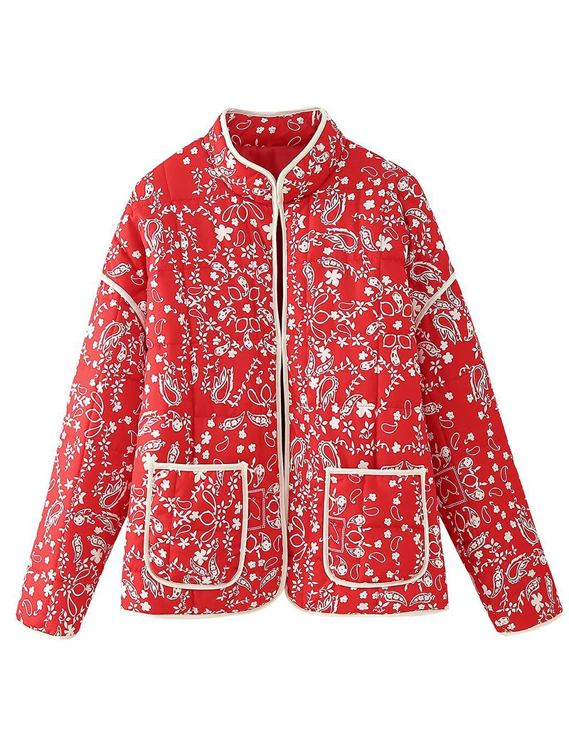 Paisley Quilted Jacket with Front Pockets