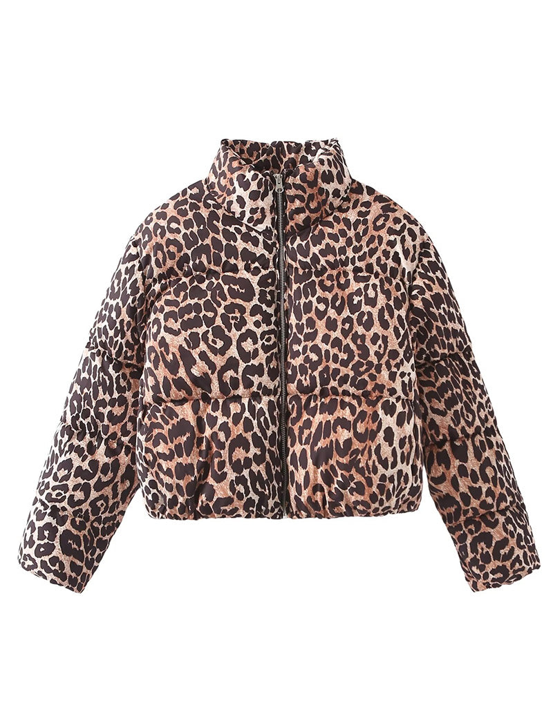 Cozy Leopard Print Puffer Jacket