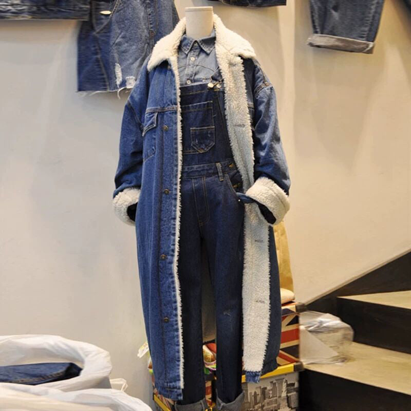 Longline Denim Sherpa Coat