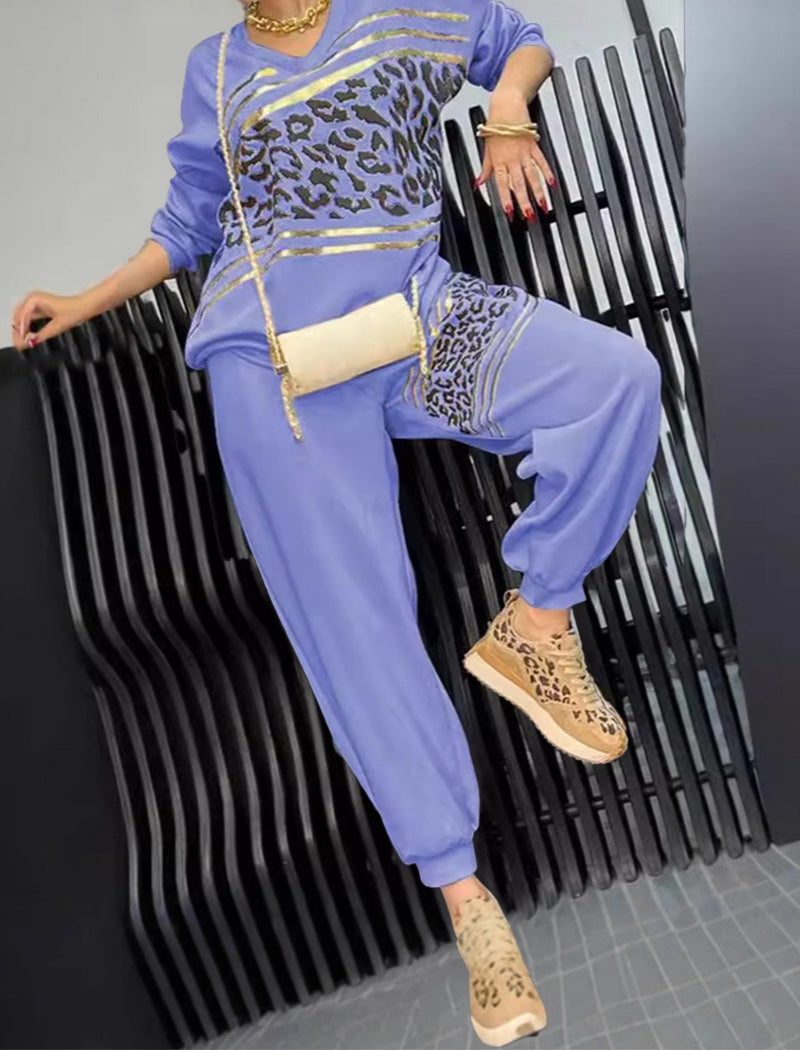 Leopard Print Contrast Lounge Set