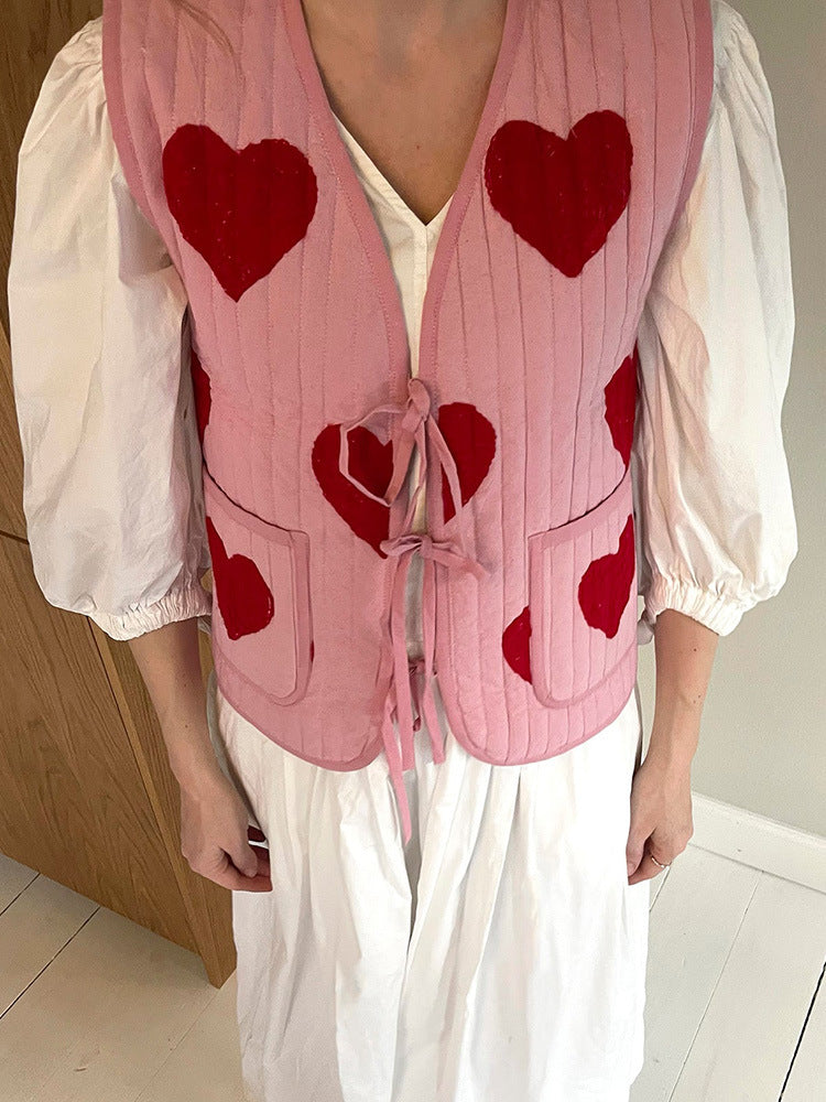 Heart Graphic Quilted Vest