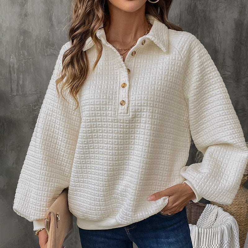 Textured Button-Up Sweater with Relaxed Fit