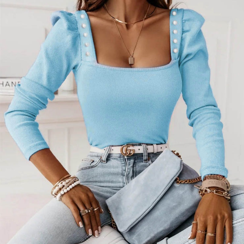 Square-Neck Puff Sleeve Top