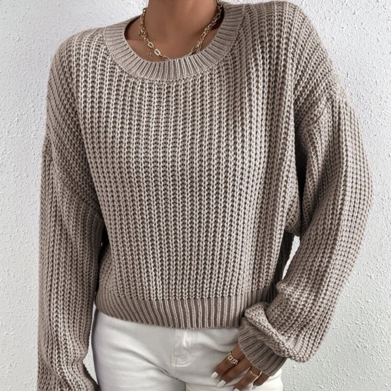 Waffle Knit Long-Sleeve Sweater