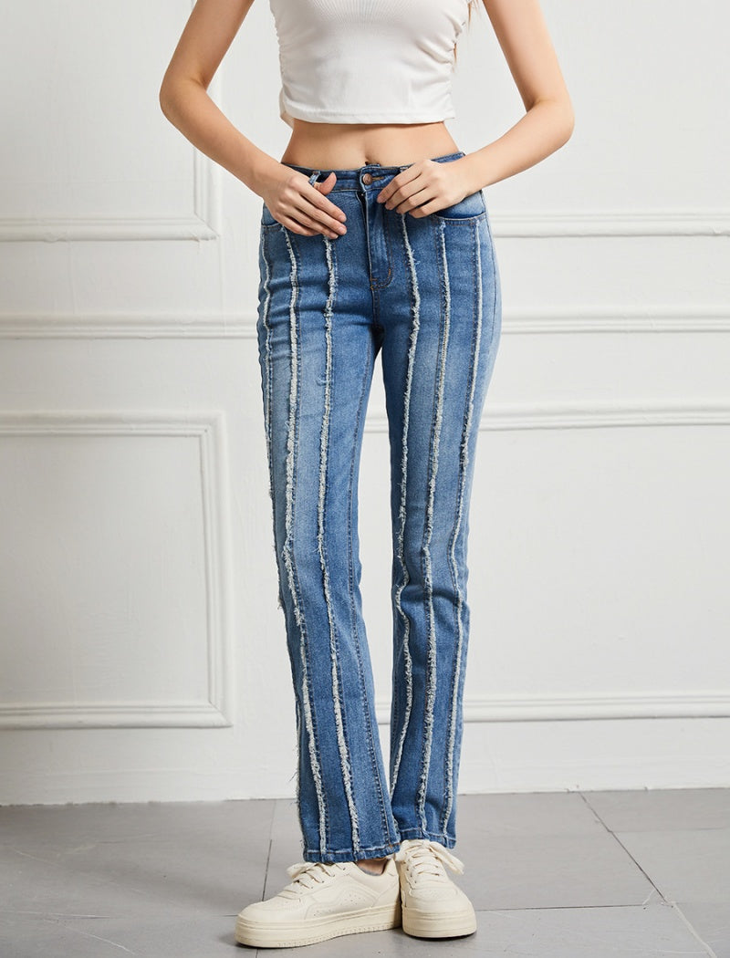 Striped Denim Pants