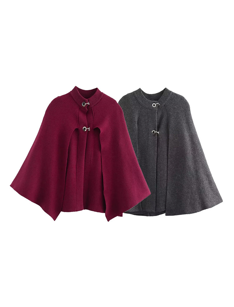 Cape Style Knit Coat