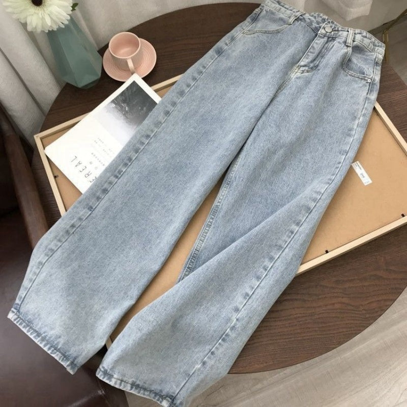 High-Waisted Loose Fit Straight Leg Jeans