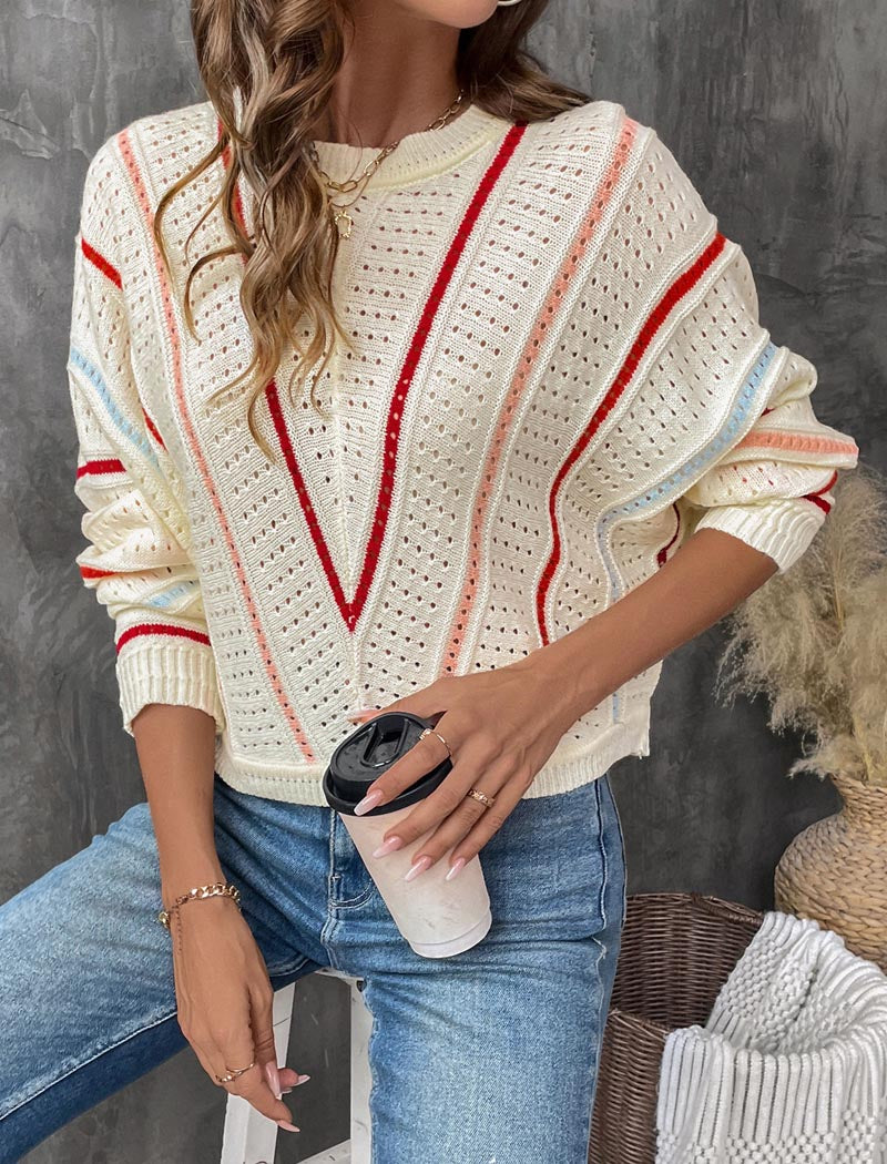 Striped Open-Knit Sweater