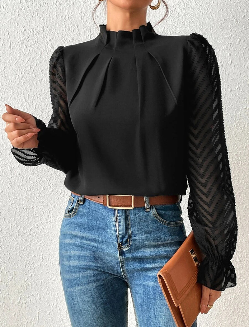 Sheer Sleeve Blouse