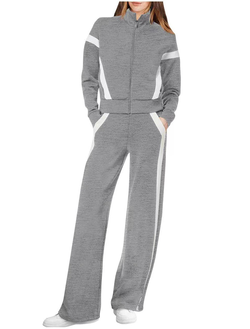 Zip-Up Track Suit with Stripe Detail