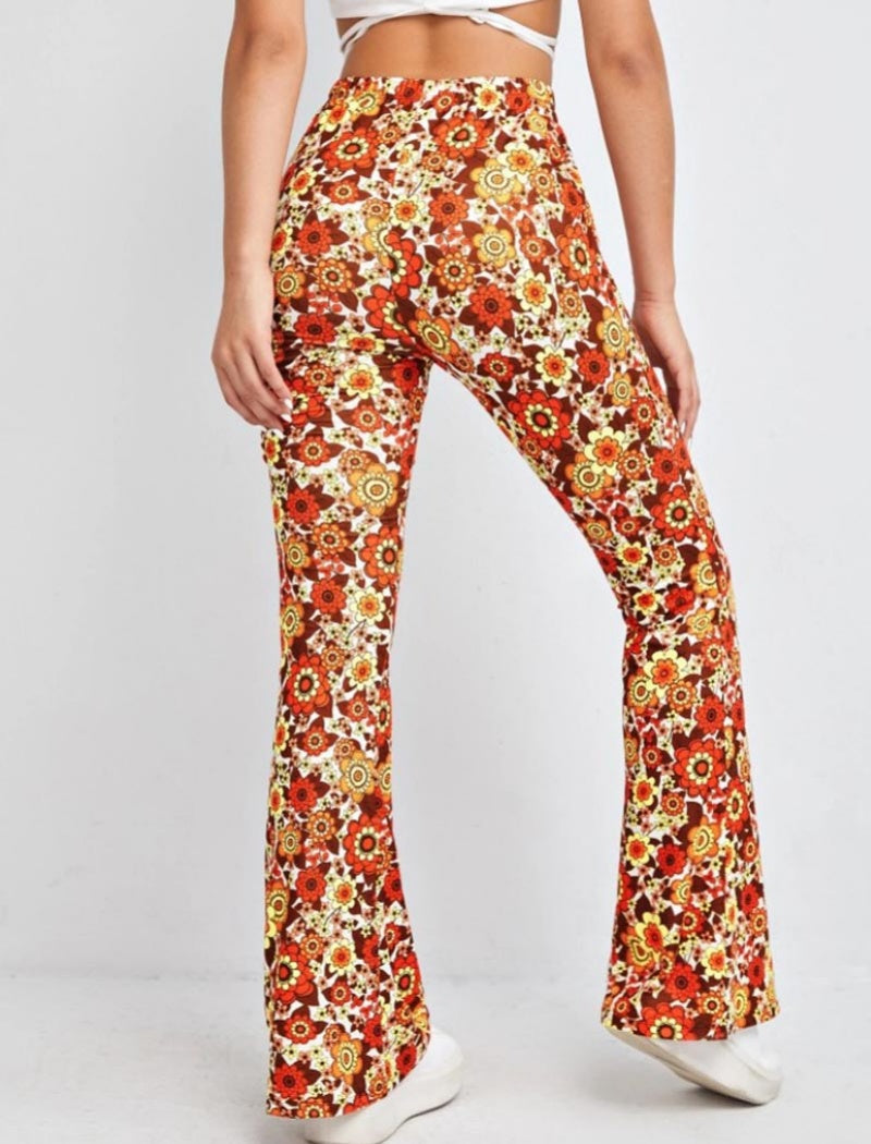 Floral Print Flared Pants