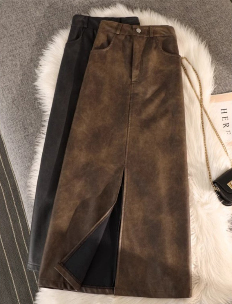 High-Waisted Faux Leather Skirt