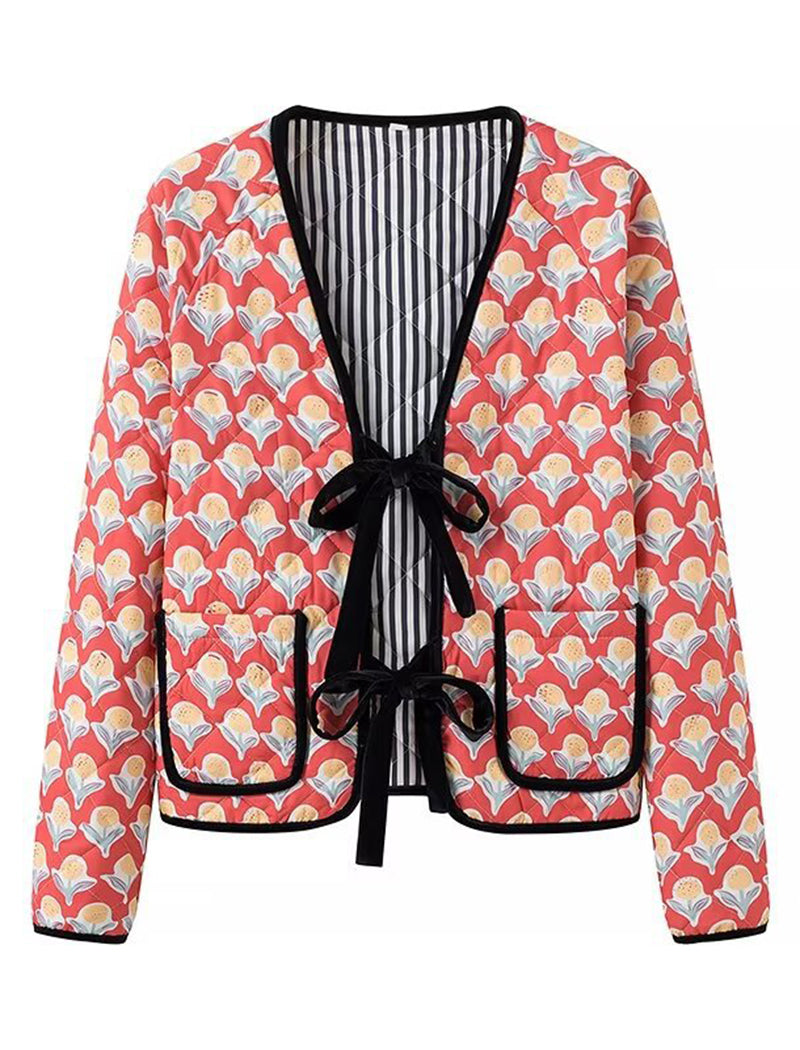 Graphic Quilted Wrap Jacket