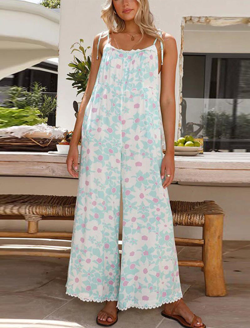 Wide-Leg Floral Cami Jumpsuit