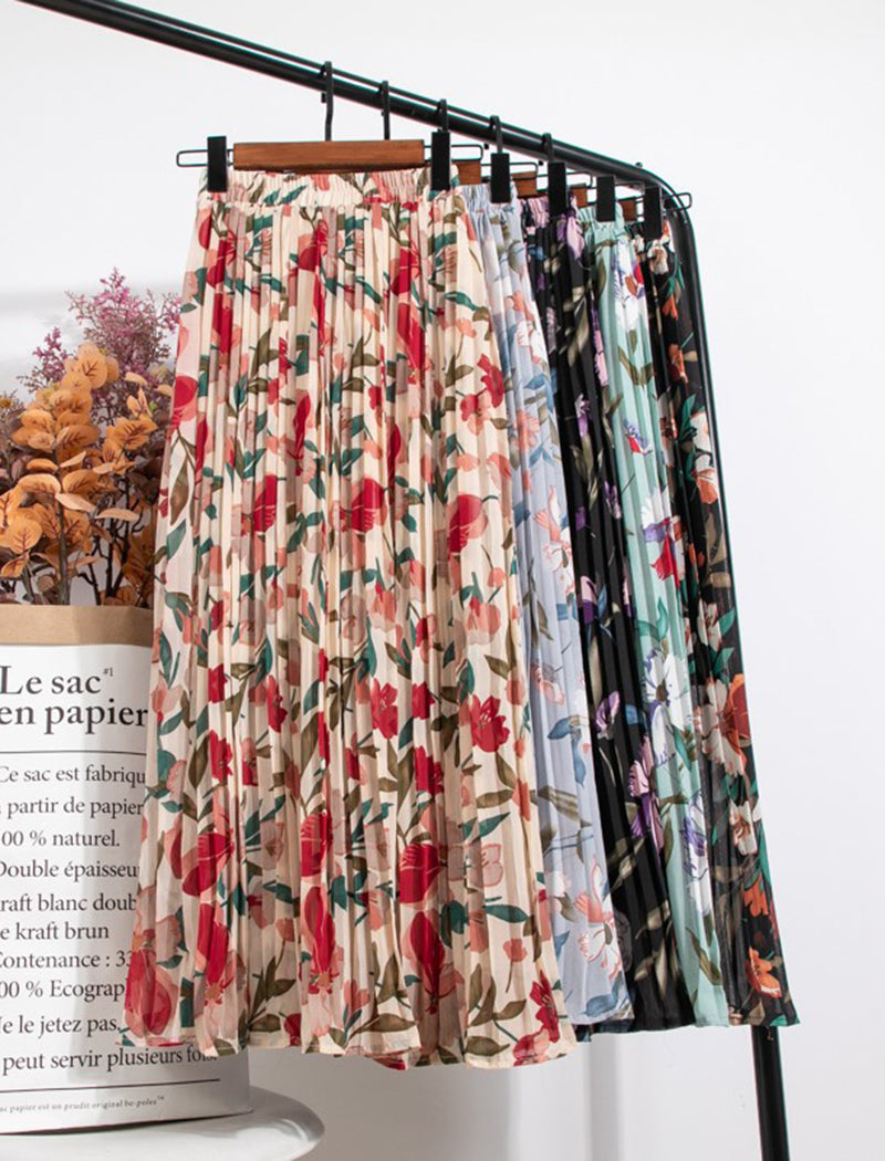Floral A-Line Mid-Length Skirt