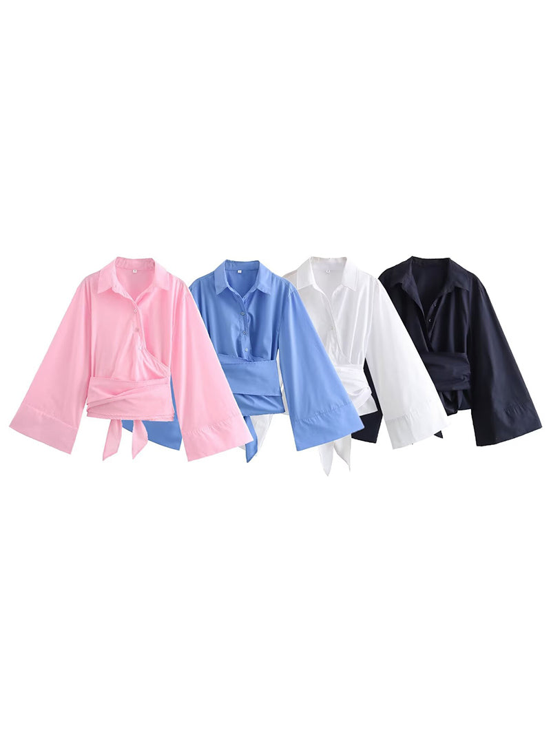 Wrap Bell Sleeve Blouse