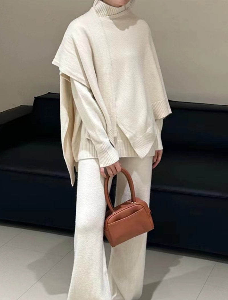 High-Neck Lounge Set with Layered Top