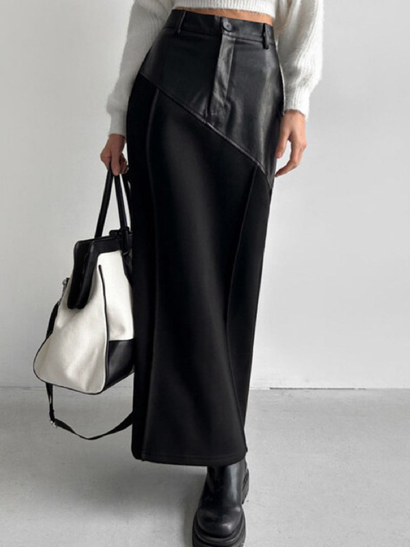 Asymmetrical Patchwork Midi Skirt