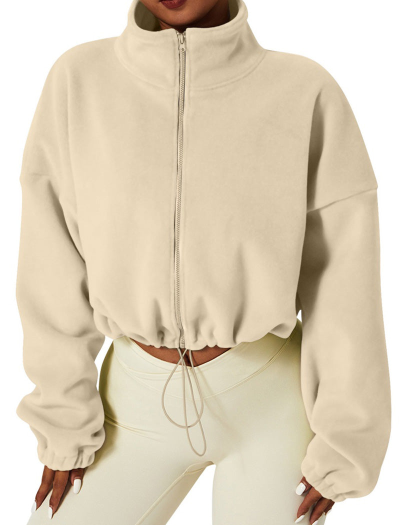 Drawstring Waist Cropped Jacket