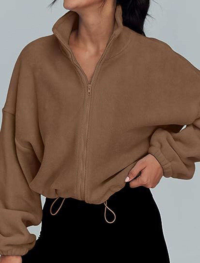 Zip-Up Cropped Pullover