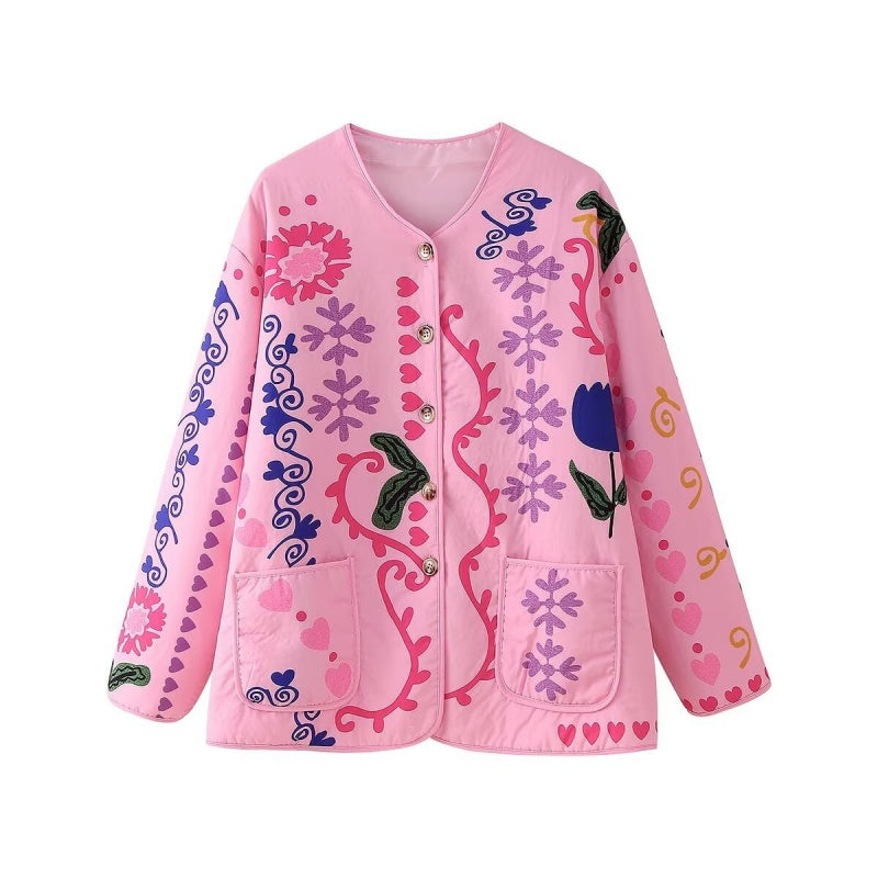 Floral Print Button-Up Jacket