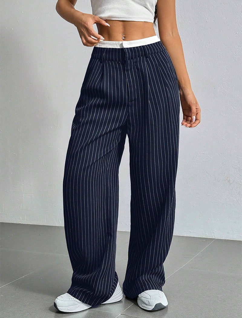 Wide-Leg Striped Pants