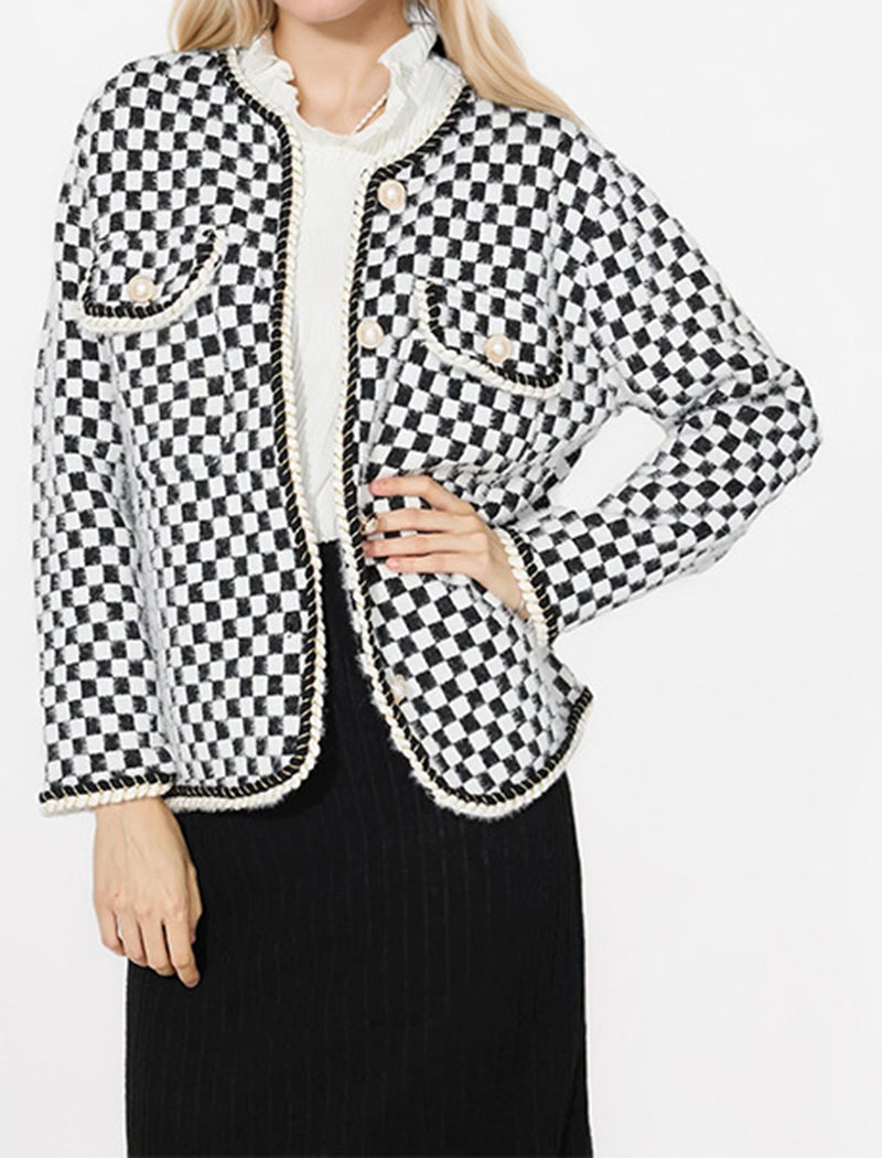 Round Neck Single-Button Long Sleeve Coat