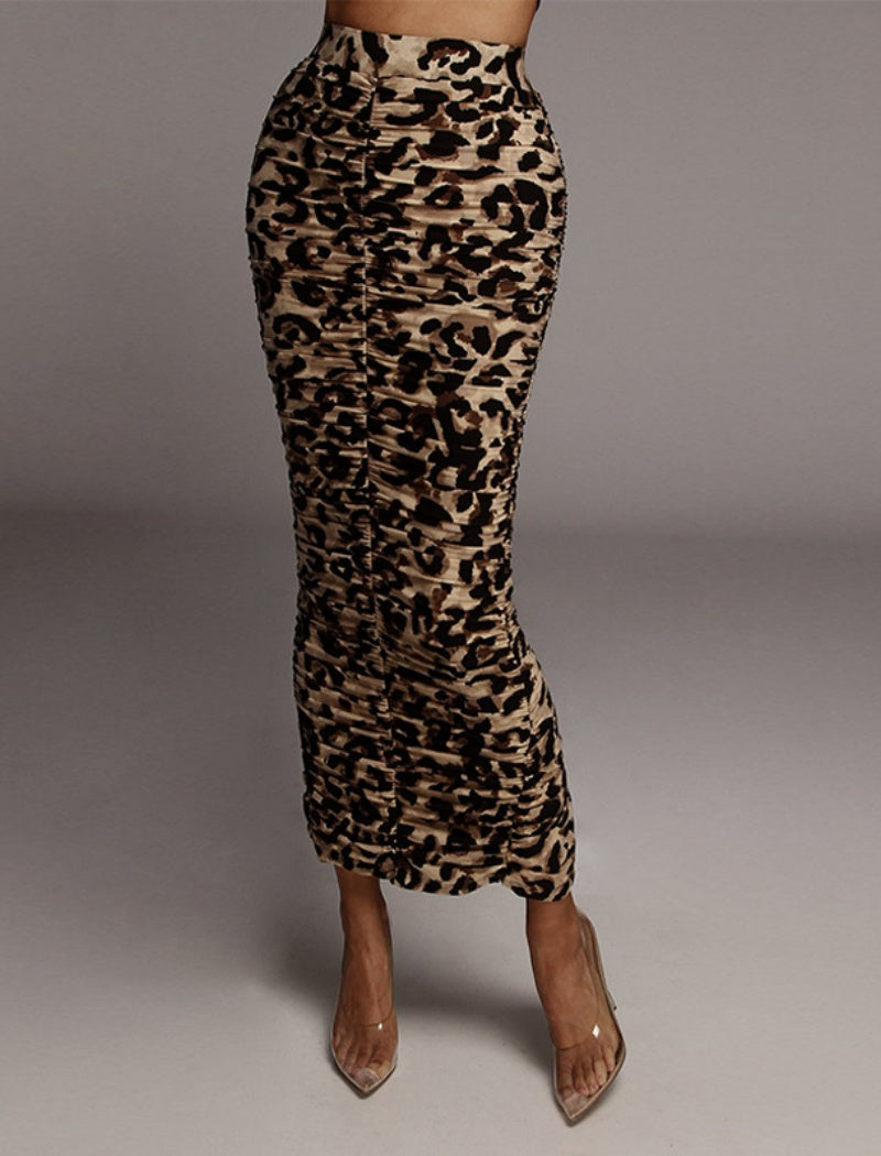 Leopard Print Midi Skirt