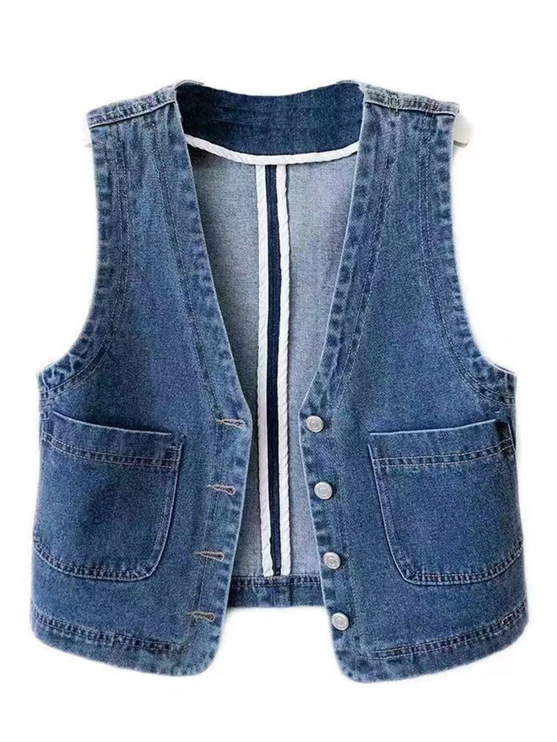 Button-Up Denim Vest