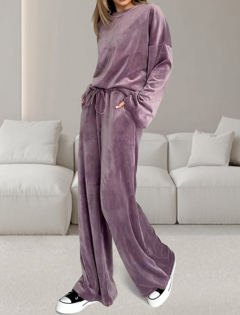 Velvety Lounge Set with Oversized Top