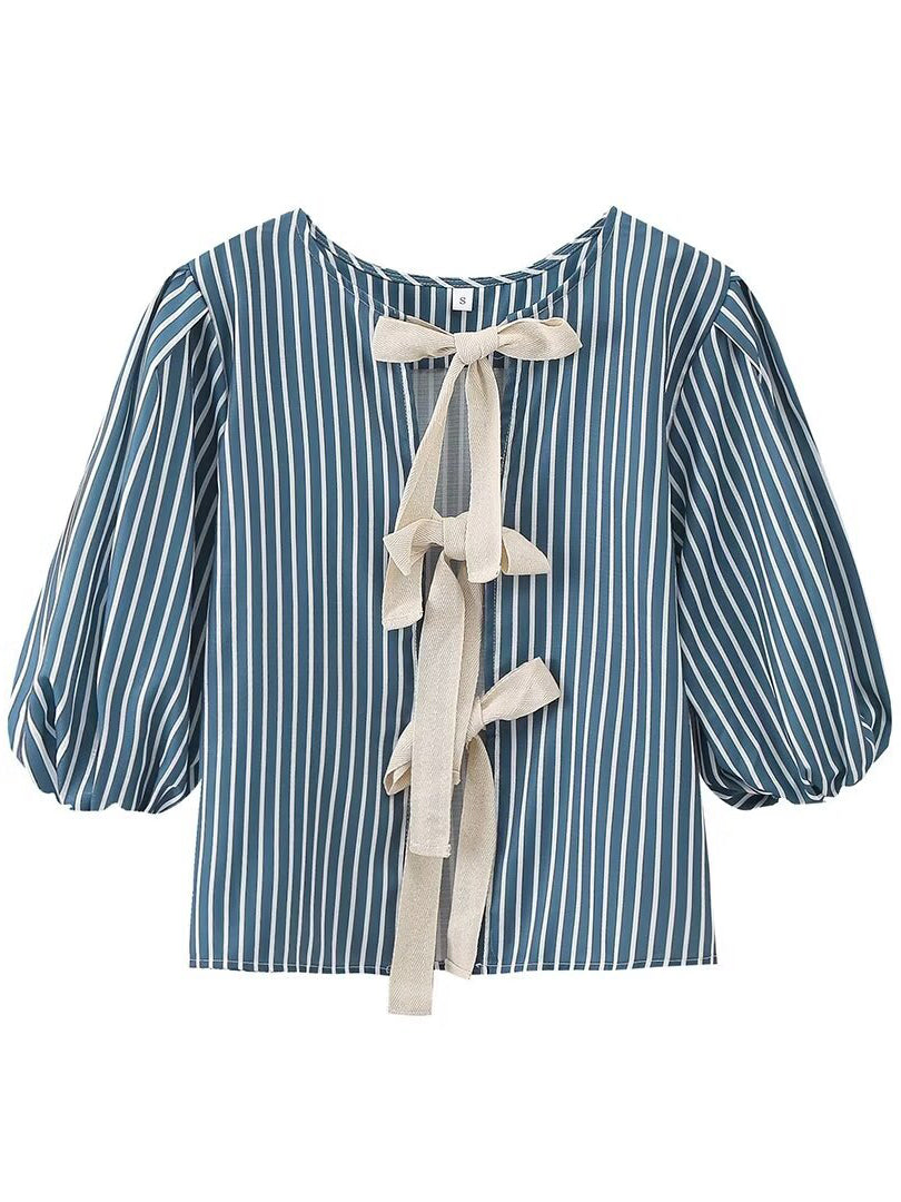 Striped Bow-Tie Blouse