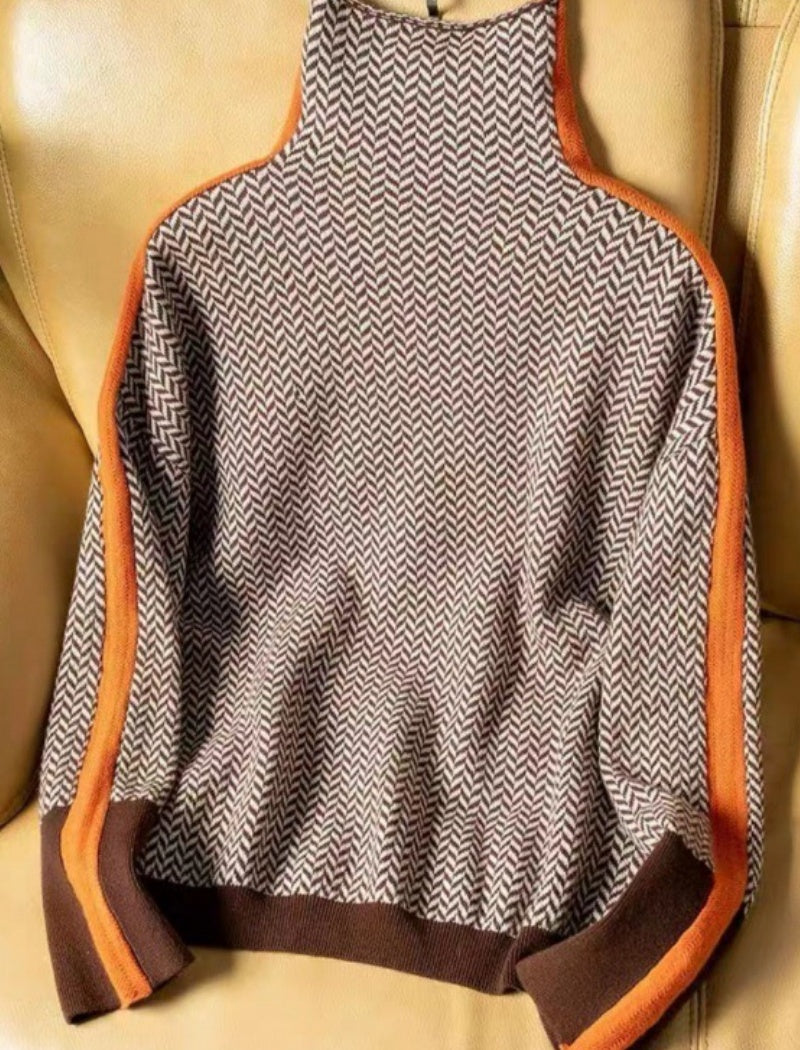 Chevron Pattern Knit Pullover