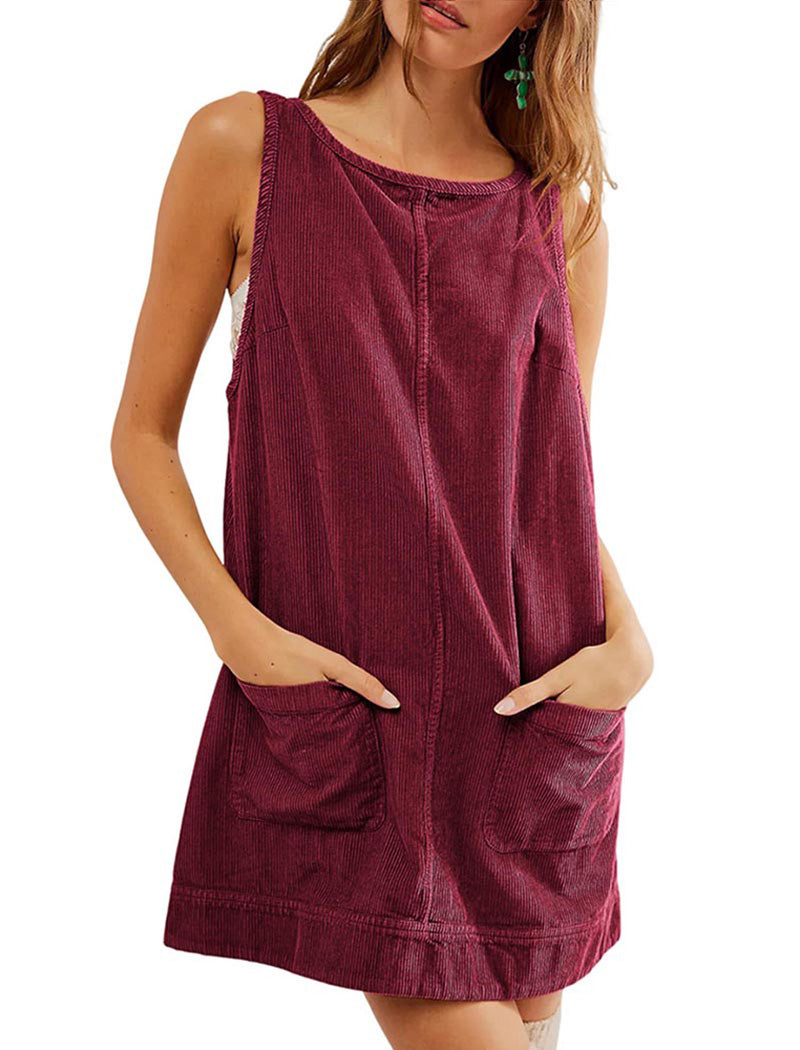 Sleeveless Corduroy Mini Dress