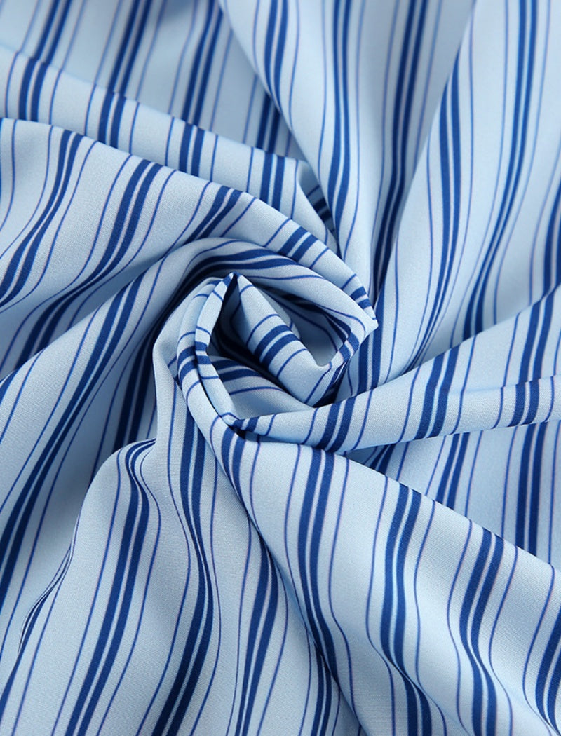 Striped Lounge Set with Wide-Leg Pants