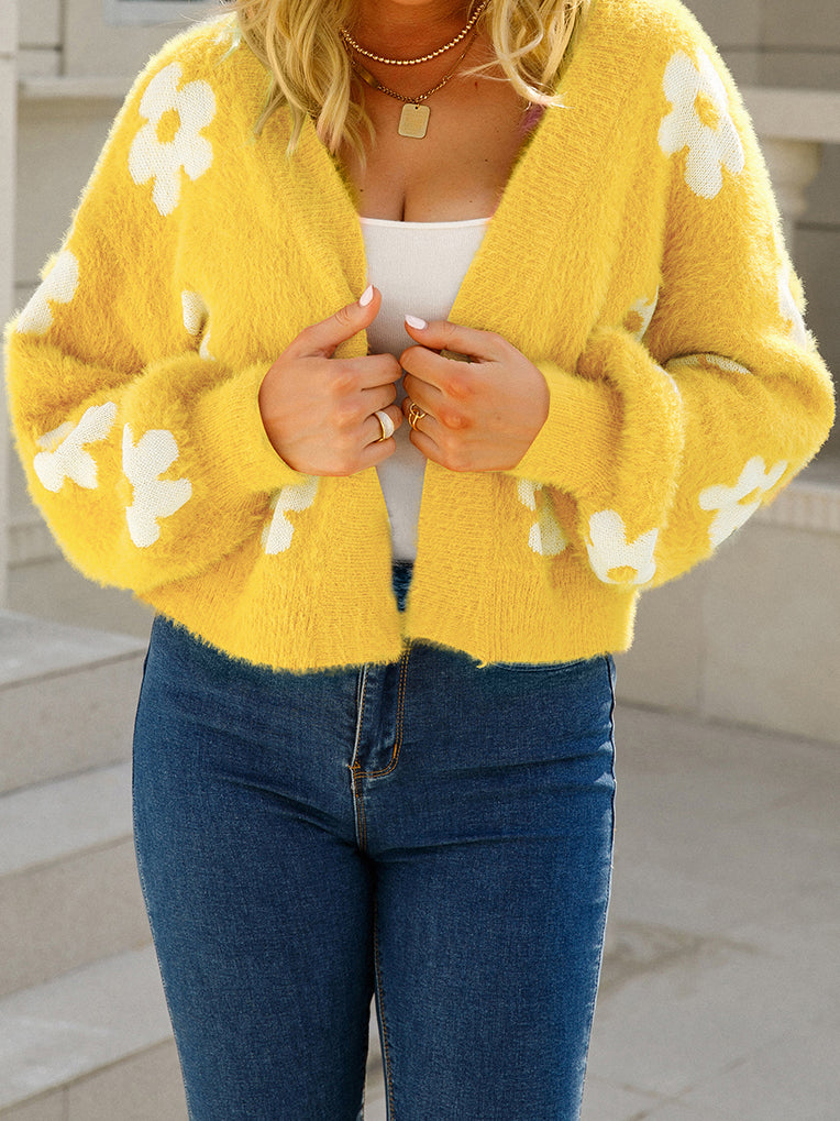 Floral Open-Front Cardigan